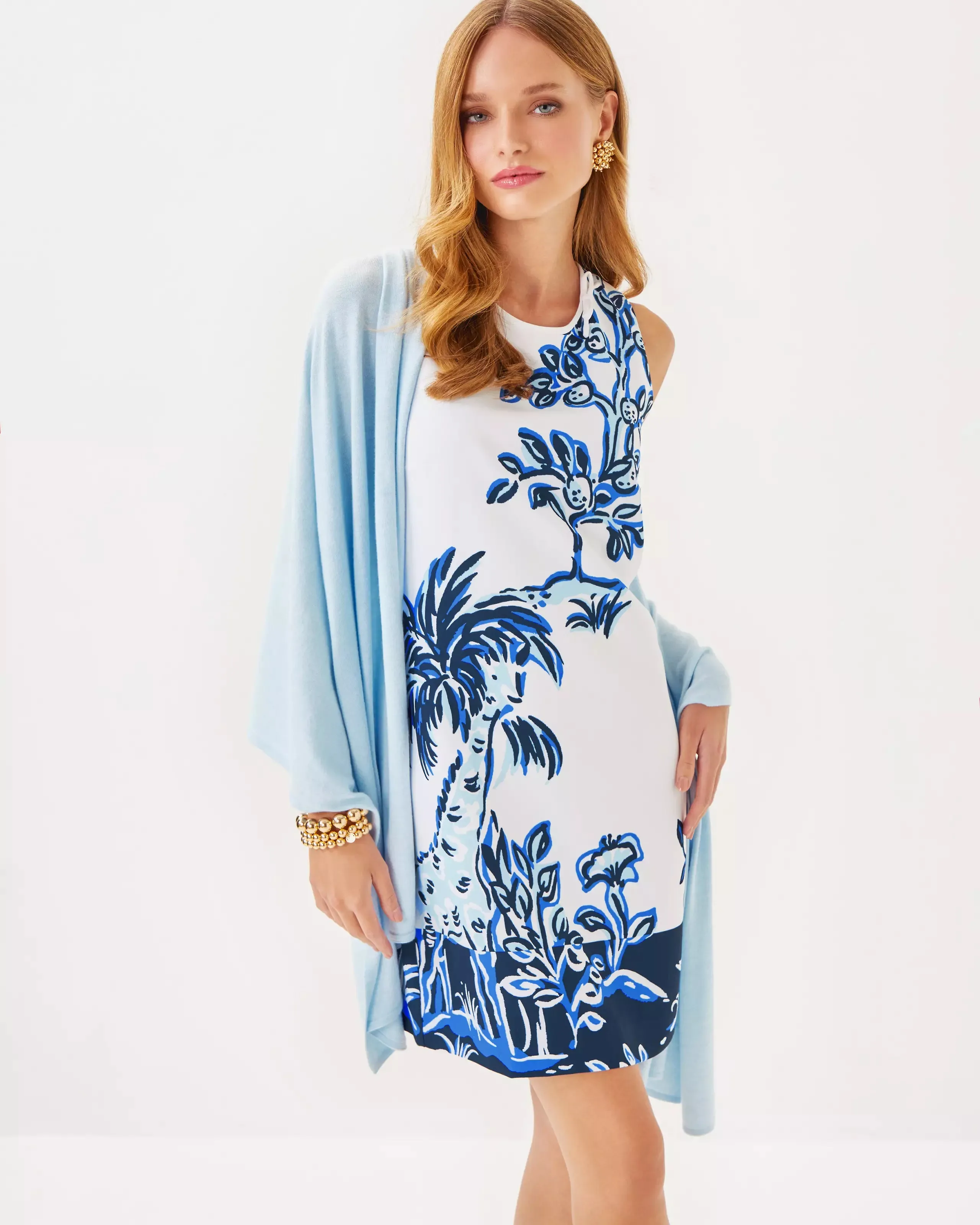 JULIENNE SHIFT RESORT WHITE OVERSIZED TALL TALES ENGINEERED WOVEN DRESS
